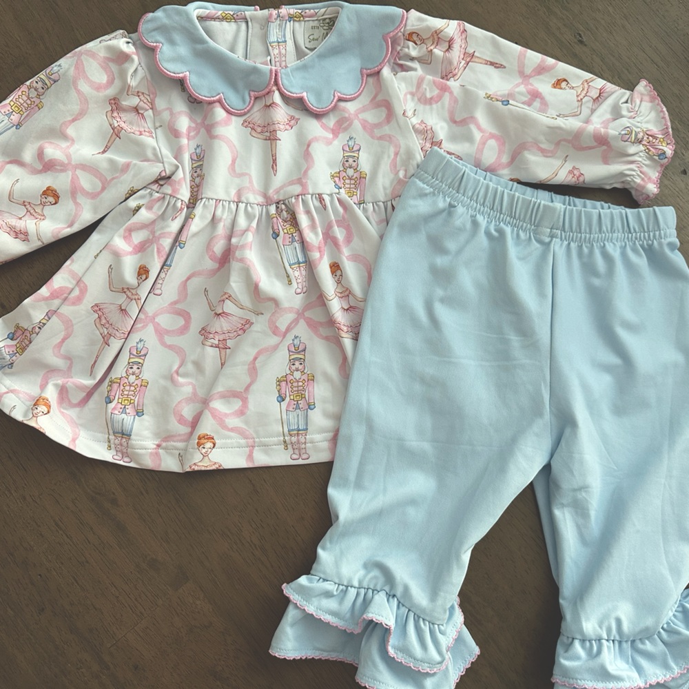 Sew Magnolia Smocks 6m baby girl two piece nutcracker set.